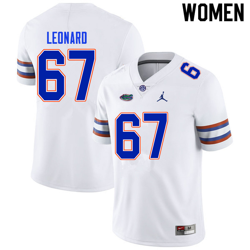 Women #67 Richie Leonard Florida Gators College Football Jerseys Sale-White
